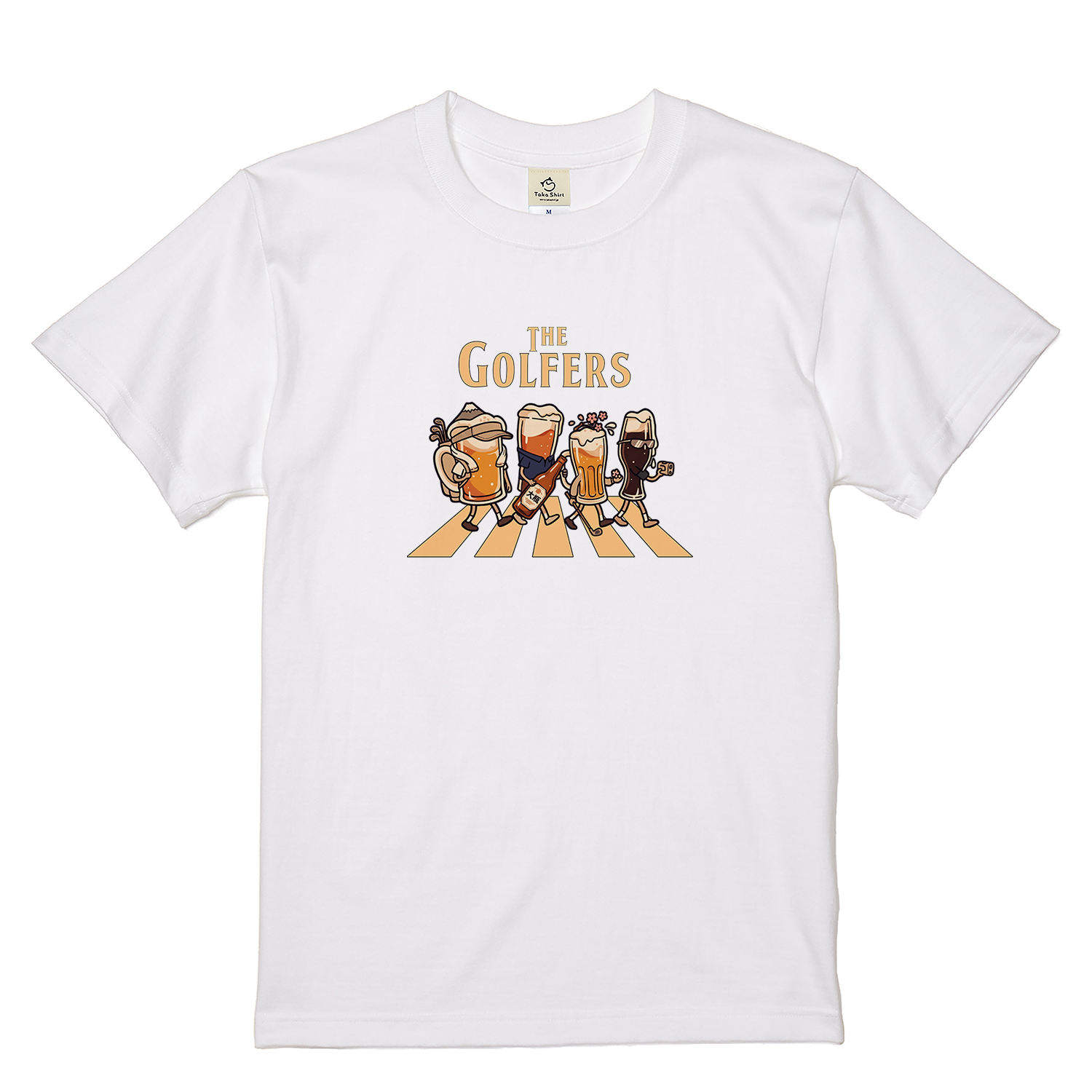 THE GOLFERS | ビールたちのゴルフ 横断歩道 面白Tシャツ【ゴルフ好き・父の日ギフトに最適】